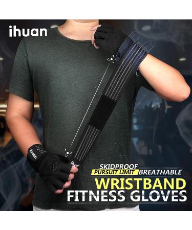 Ihuan Ventilated Weight Lifting Gloves with Wrist Wrap Support - Full Palm Protection for Men & Women - Ideal for Weightlifting, Training, Fitness - Black (X-Small) - Buy Online on GoSupps.com