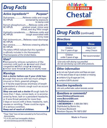 Boiron Chestal Children's Cold & Cough Syrup - Original 6.7 Fl Oz | Effective Relief - Buy Online on GoSupps.com