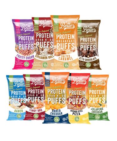 New BETTER THAN GOOD Keto Protein Puffs | 16g Protein, 2 Servings of Fruits & Veggies | Paleo, Low Sugar, Low Calories, Gluten Free, Diabetic Friendly Keto Snacks (Full Sampler 9 pack)…