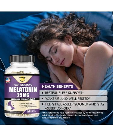 Happi Mi Nutrition Melatonin 25mg Extra Strength with L-Theanine & Vitamin B-6 Fast Dissolve Tablets Sleep Support Relaxation Restful Sleep Drug Free Natural Berry Flavor 120 Chewable Tablets - Buy Online on GoSupps.com