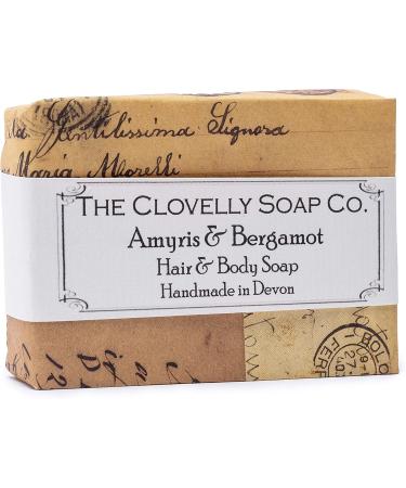 Clovelly Soap Co Natural Handmade Men's Hair & Body Soap Bar with Amyris (West Indian Sandalwood) & Bergamot for all Skin Types 100g - Buy Online on GoSupps.com
