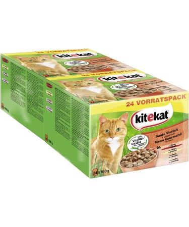 Kitekat wet cat food colorful fourfold in sauce 48 portion bags (2 x 24 x 100g) Colorful variety - Buy Online on GoSupps.com