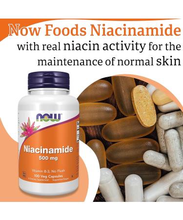 Now Foods Niacinamide 500mg - 100 Vegan Capsules | Lab-Tested Vitamin B3 | Gluten-Free, Soy-Free, Vegetarian - Buy Online on GoSupps.com