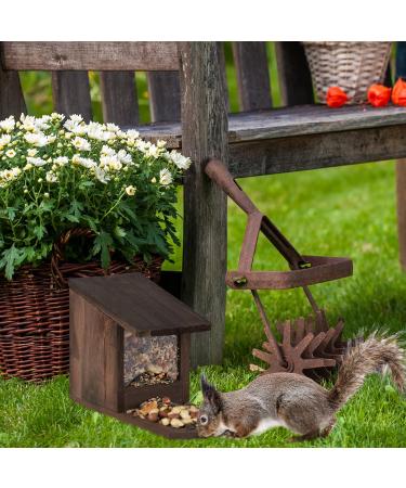 Relaxdays Squirrel Feeder House Feeding Station Box Standing Wooden HWD: 17.5 x 12 x 25 cm Flamed - Buy Online on GoSupps.com