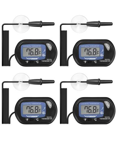 VIVOSUN 4-Pack LCD Digital Aquarium Thermometer Fish Tank Water Terrarium Temperature with Suction Cup for Turtle - Buy Online on GoSupps.com
