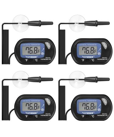 VIVOSUN 4-Pack LCD Digital Aquarium Thermometer Fish Tank Water Terrarium Temperature with Suction Cup for Turtle