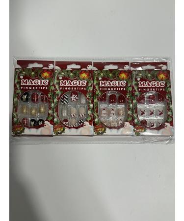 EBANKU 96 Pcs Christmas Coffin False Nails | Short Fake Nails Full Cover Kit with Adhesive Tabs | Snowflake Elk Design Nail Art for Women Girls - Buy Online on GoSupps.com