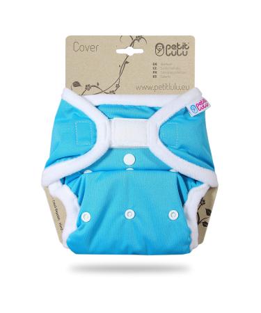 Petit lulu size 2 powy overpants (5-16 kg) |Velcro |One size diapers |Baby diaper pants |Washable & waterproof |Fleet diapers |Made in EU blue