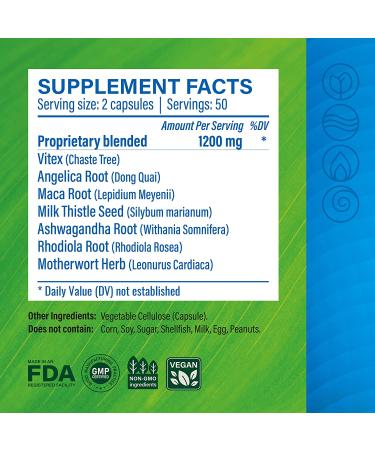 Womens Balance Herbal Supplement - Mood Enhancer & Menopause Support - 100 Capsules - Buy Online on GoSupps.com