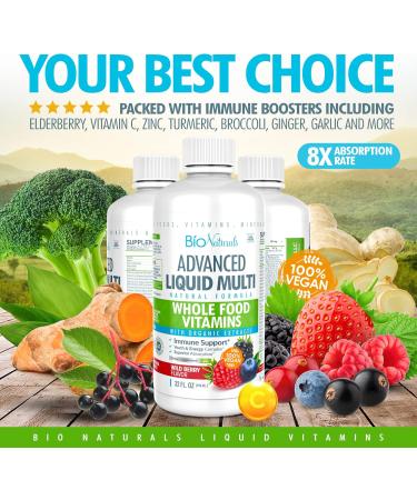 Bio Naturals Liquid Whole Food Multivitamin for Men & Women - 100+ Ingredients Superfoods Vegan - 32 oz Organic Nutritional Supplement - Buy Online on GoSupps.com