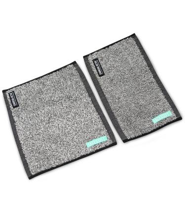 FACESOFT 2PK Mini Sweat Towels Infused with Charcoal-Detox Power - Detox Your Workout - 2 Towels 10x9 and 10x6 inches