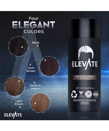 ELEVATE Hair Fibers for Thinning Hair - Dark Brown 40g Bottle - 100% Natural Keratin Fibers for Instant Balding Hair Loss Concealment - Men & Women - Buy Online on GoSupps.com