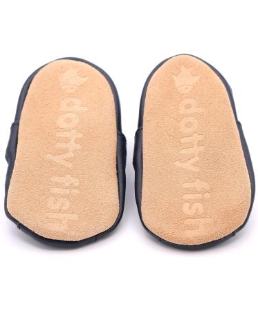 Dotty Fish Soft Leather Baby Shoes - Toddler Sandals, Non-slip Suede Soles, Navy Blue (2-3 Years) - Buy Online on GoSupps.com