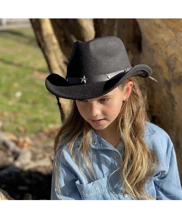Jastore Kids Western Cowboy Cowgirl Hat with Buckle Belt Felt Fedora - Coffee, 4-12 Years - Buy Online on GoSupps.com