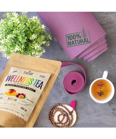 Wellness Tea 100g - Stress Relief & Anxiety Detox - Anti Inflammatory Diet - Green Tea Turmeric Ginger Spirulina Mango Passion Fruit Papaya - Buy Online on GoSupps.com