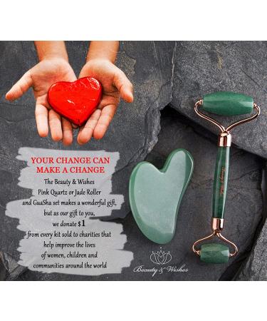 Luxury Jade Roller & Gua Sha Set - Grade A Aventurine Facial Massager for Anti-Aging & Wrinkles - Beauty & Wishes - Buy Online on GoSupps.com