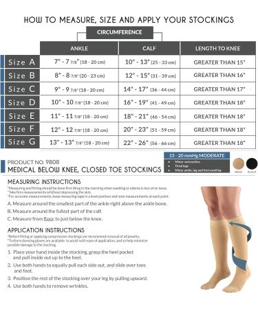 Truform HMNA 9808 Compression Stockings - 15-20 mmHg Below Knee Closed Toe Black - Men & Women - Medium Size (1 Pair) - International Shipping Available - Buy Online on GoSupps.com