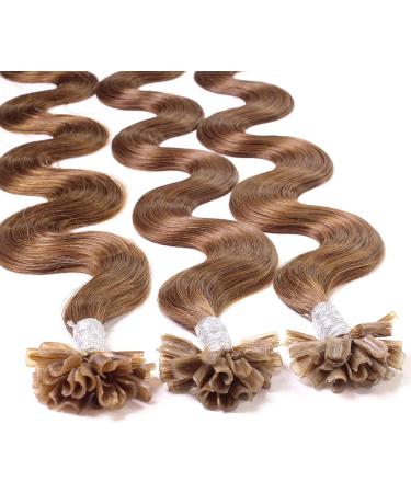 Hair2Heart Real Hair Extensions - Wavy Bondings 25 Strands 0.5g 60cm Light Blonde Gold #8 Light Brown - International Shipping - Buy Online on GoSupps.com