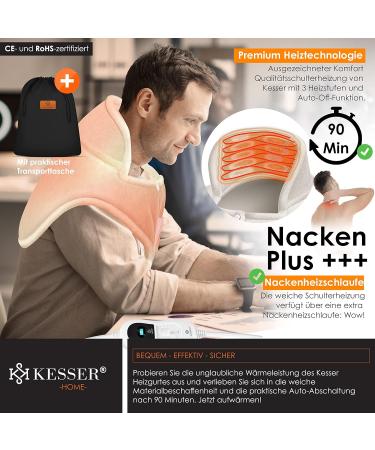 Kesser Electric Heating Pillow for Shoulder Neck & Back - 3 Temperature Levels Remote Control Washable Beige - 100W with Auto Shut-Off - Buy Online on GoSupps.com