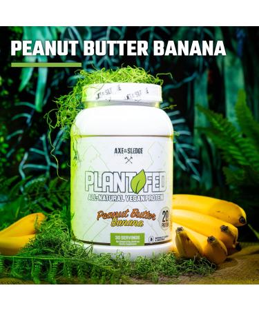 Axe & Sledge Plant Fed Vegan Protein Powder - Peanut Butter Banana | 20g Protein 30 Servings - Naturally Flavored & Sweetened International Shipping Available - Buy Online on GoSupps.com