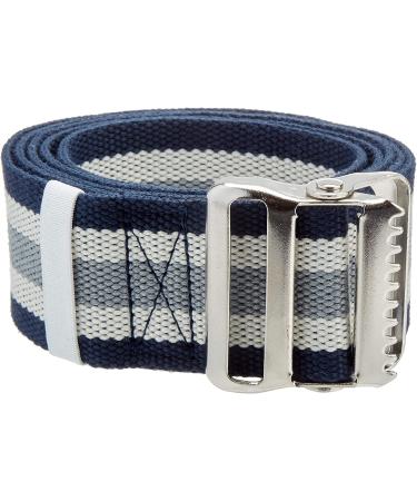 LiftAid Transfer Belt with Metal Buckle - Assistive Walking Aid for Patients, Nurses & Therapists - 60L x 2W - Blue/White/Gray - Buy Online on GoSupps.com