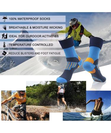 Randy Sun Waterproof Unisex Hiking Crew Socks - Blue Medium | Trail Running, Wading, Kayaking - 1 Pair - Buy Online on GoSupps.com