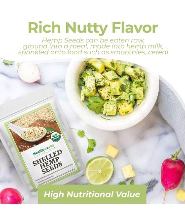 Healthworks Organic Shelled Hemp Seeds - 16oz | Omega 3 & 6, Fiber, Protein | Canadian/European Sourced - Buy Online on GoSupps.com