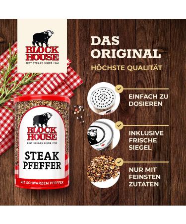 Block House Steak Pepper - Premium Black Pepper Spice Mix 3x200g | Restaurant Quality Seasoning for Perfect Steaks - Buy Online on GoSupps.com