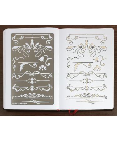 Aleks Melnyk 7 Metal Journal Stencil - Flowers, Vines, Vintage Patterns for Wood Burning, Pyrography, Painting on Wood, Furniture Crafts - Bullet Journaling Template - Buy Online on GoSupps.com