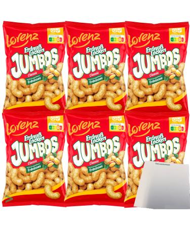 Lorenz Peanut Curls Jumbos Classic XXL Peanut Flips Corn Snack Peanut Delight 6-Pack (6x150g Pack) + usy Block