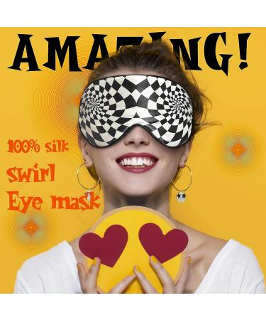 Townssilk 100% Silk Sleep Mask with Adjustable Strap - Ultimate Sleeping Aid | Dizzying Squares-Black - Buy Online on GoSupps.com