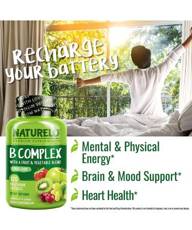 NATURELO Whole Food B Complex - 120 Capsules | Natural Energy & Vitality Support - Buy Online on GoSupps.com