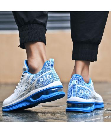 Autper Mens Air Athletic Running Shoes | Lightweight Sport Sneakers | US 6.5-12.5 | White/Blue - Buy Online on GoSupps.com