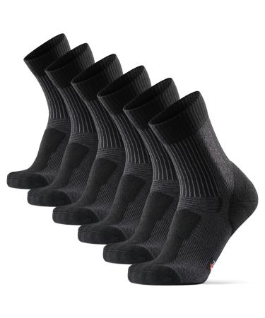 DANISH ENDURANCE 3 Pack Merino Wool Light Hiking Socks for Men, Women & Kids Black Large