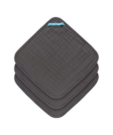 L SSIG Muslin Washcloth Cotton Set of 3/Wash Cloth anthracite Anthracite