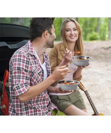 10-Piece Stainless Steel Camping Dish Set with Mesh Bag - Complete Dinnerware Kit for Camping, Backpacking, Hiking - Blue - Buy Online on GoSupps.com