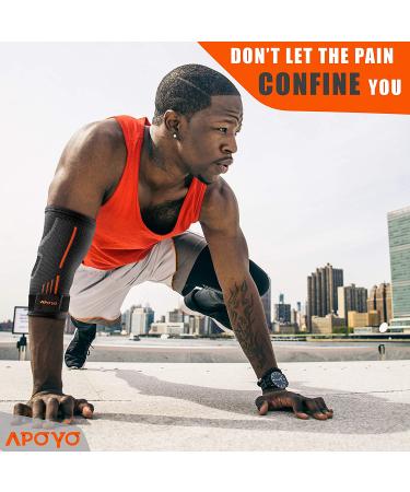 APOYO Elbow Brace - Compression Sleeve for Tennis & Golfer Elbow, Tendonitis Relief, Adjustable Strap for Weightlifting & Arthritis - Men & Women - Buy Online on GoSupps.com