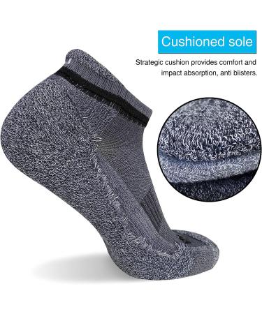 APTYID Men's Ankle Athletic Running Socks (6 Pack) Dark Grey - Size 9-12 - Buy Online on GoSupps.com
