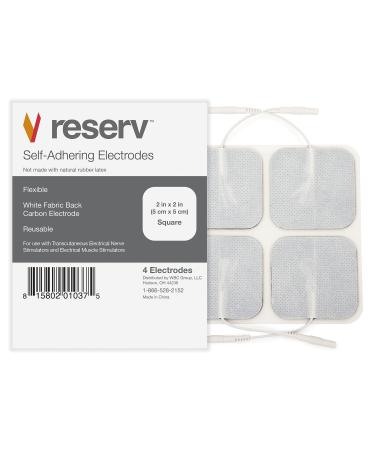 reserv 2" x 2" Premium Re-Usable Self Adhesive Electrode Pads for TENS/EMS Unit, Fabric Backed Pads with Premium Gel (White Cloth and Latex Free) (1/2 Pack (20 electrodes))