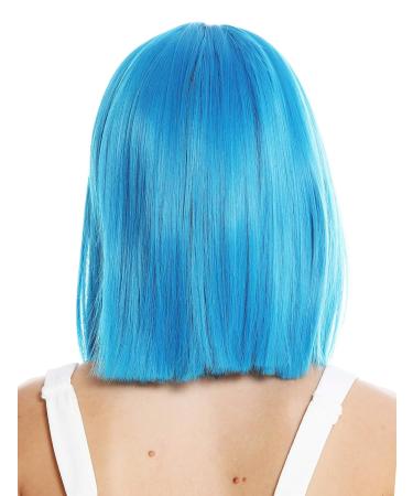 WIG ME UP VK-10-T4440 Women's Short Bob Wig - Straight Cleopatra Bangs in Light Blue Neon Blue | International Shipping - Buy Online on GoSupps.com