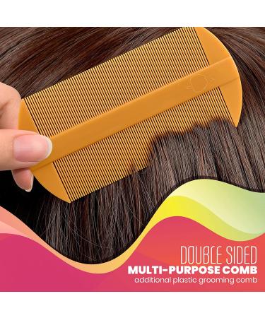 Premium 5 Piece Lice Kit - Nit Removal Set with Fine Tooth Comb and Magnifier - Removes Lice and Eggs, Comfortable Rounded Tips - Full Treatment Louse Comb Set - Buy Online on GoSupps.com