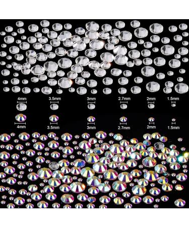 Flat Back AB Crystal Rhinestones Set with Tools - 1440 Pieces for Nail Art, Clothing, Face & Crafts - Buy Online on GoSupps.com