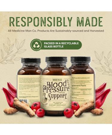 Medicine Man Plant Co. Blood Pressure Support 120 Capsules - Natural Herbal Pills with Hawthorn Rosella Hibiscus and Ginger - Organic and Herbal Supplement - Buy Online on GoSupps.com