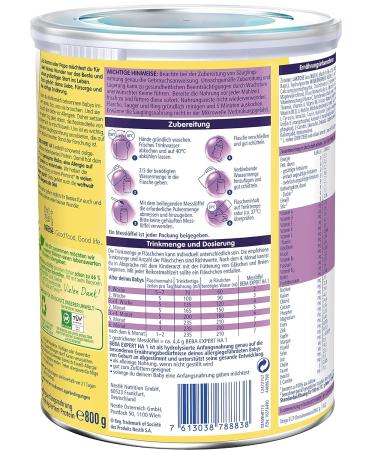 Nestl Beba Expert HA 1 Baby Milk Powder - Hydrolyzed Formula for Allergy Risk - 6-Pack (6 x 800g) - For Infants from Birth - Buy Online on GoSupps.com