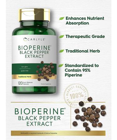 Bioperine 10mg | 120 Capsules | Non-GMO | Gluten Free | Curcumin Absorption Support - Buy Online on GoSupps.com