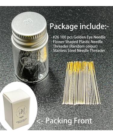 RYANMAMA Golden Large Eye Needles Set - 100pcs Cross Stitch Sewing Needles with Threader & Plastic Needle Threaders for DIY Embroidery, Size #24 - Buy Online on GoSupps.com