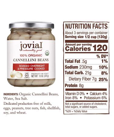 Jovial Organic Cannellini Beans - Non-GMO, Gluten-Free, High Protein & Fiber - 13 oz (6 Pack) | Product of Italy - Buy Online on GoSupps.com
