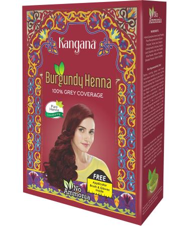 Kangana Burgundy Henna Powder for 100% Grey Coverage - Natural Henna Powder for Hair Dye/Color - 5 pouches inside- Total 50g (1.8 Oz)