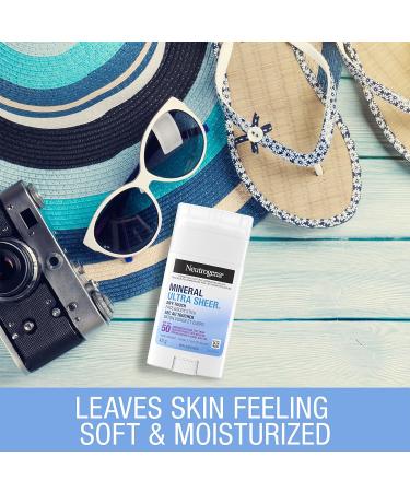 Neutrogena Mineral Ultra Sheer Dry-Touch Face & Body Stick SPF 50 - With Vitamin E - Sun Protection - Zinc Oxide - 42g White - Buy Online on GoSupps.com