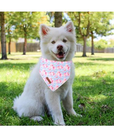 Shop Unique Summer Dog Triangle Neck Scarf - High-Quality Pink Flower Design for Small Medium and Large Dogs & Cats - Buy Online on GoSupps.com